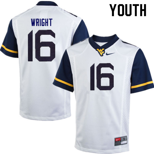 NCAA Youth Winston Wright West Virginia Mountaineers White #16 Nike Stitched Football College Authentic Jersey UN23F48TD